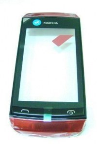 Front cover with touch screen Nokia 305 Asha/ 306 Asha - red (original)