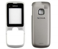 Front cover + battery cover Nokia C1-01 silver - black (original)