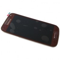 Front cover with touch screen and display the Samsung I9195 Galaxy S4 Mini - red La Fleur (original)