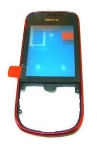 Front cover with touch screen  Nokia 202 Asha/ 203 Asha - red (original)