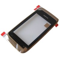 Front cover with touch screen Nokia 308 Asha - golden (original)