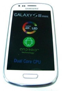 Front cover with touch screen and lcd display Samsung I8190 Galaxy S3 Mini - white (original)